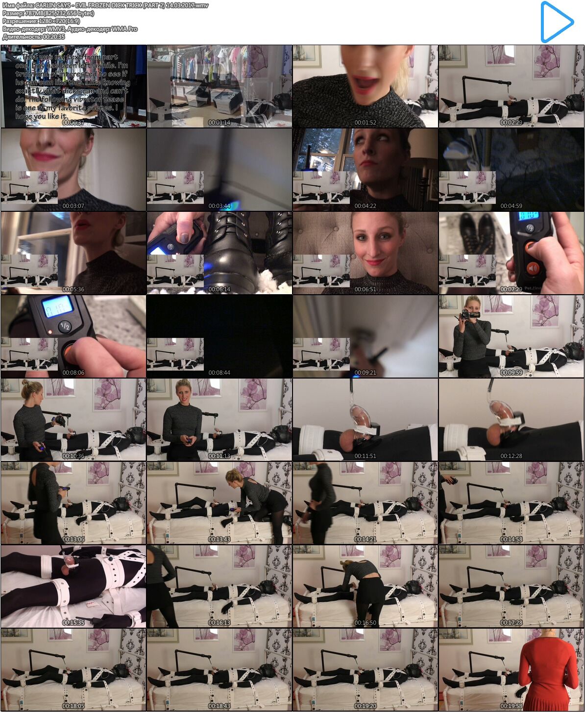 [787 MB] [TeaseAndThankyou.com] Carlin Says (Evil Frozen Dick Trick: Part 2 / 14.03.2017) [2017, Femdom, Bondage, Pantyhose, Chastity, Mind Fuck, 720p, HDRip]