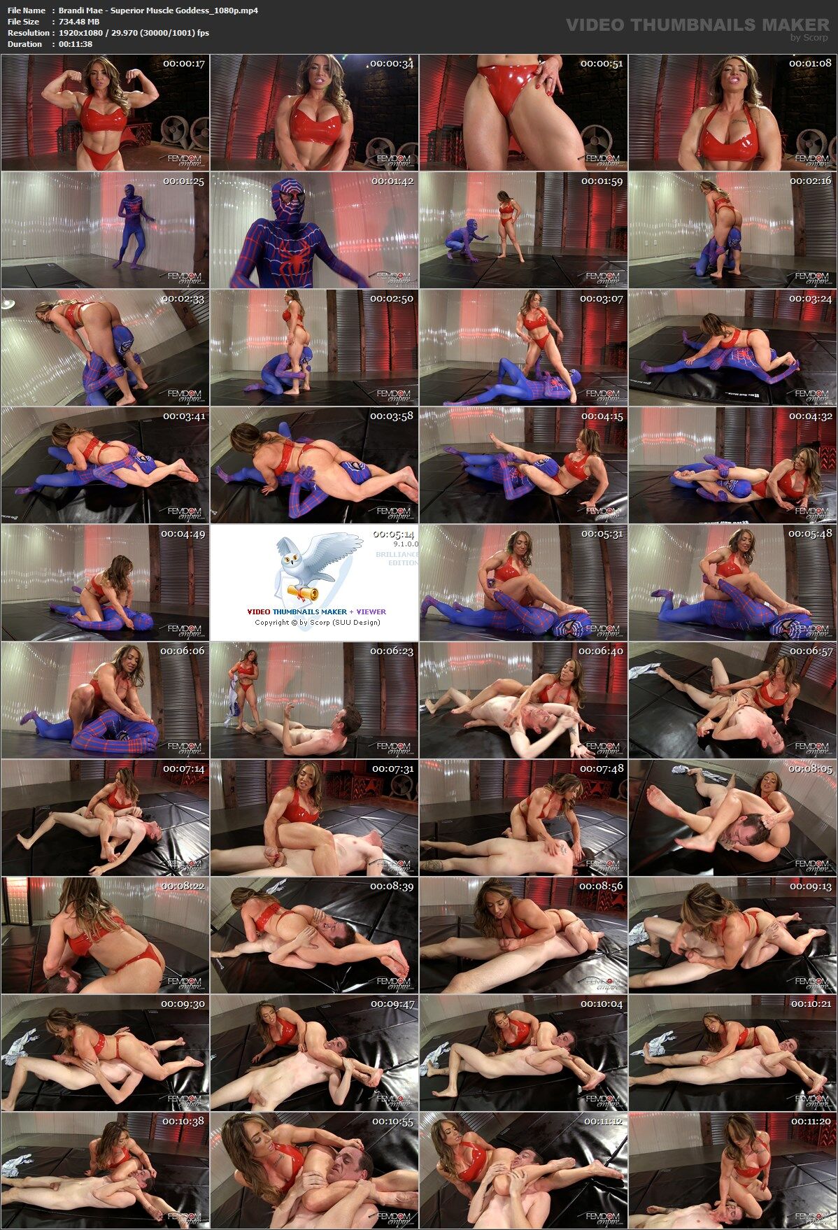 [734 Mo] [femdomempire.com] Brandi Mae - Déesse musculaire supérieure (25/07/2016) [2016, Femdom, Lutte mixte, Femmes musclées, SuperHéroines, HDRip, 1080p]