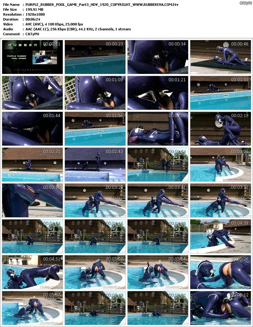 [1.21 ГБ] [rubbereva.com] Purple Rubber Pool Game / Purple Rubber Games in the Pool (6 штук) [2013, Fetish, Rubber, Latex, Dildo, 1080p, SiteRip]