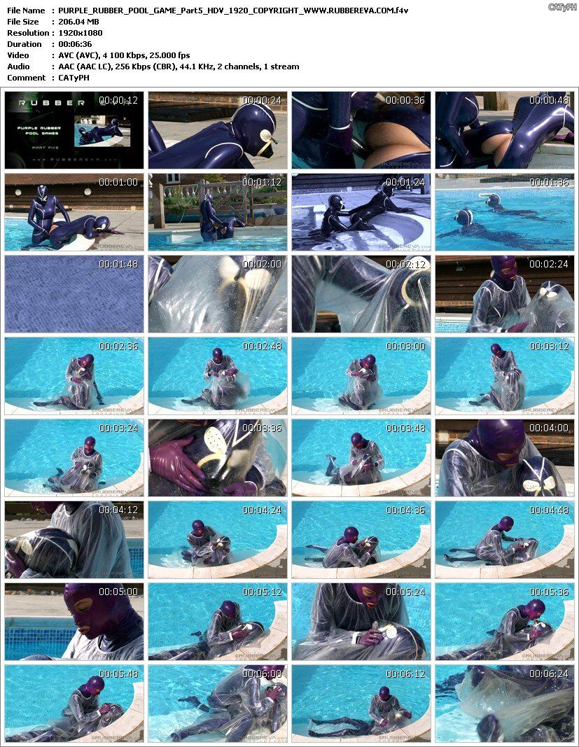 [1.21 ГБ] [rubbereva.com] Purple Rubber Pool Game / Purple Rubber Games in the Pool (6 штук) [2013, Fetish, Rubber, Latex, Dildo, 1080p, SiteRip]