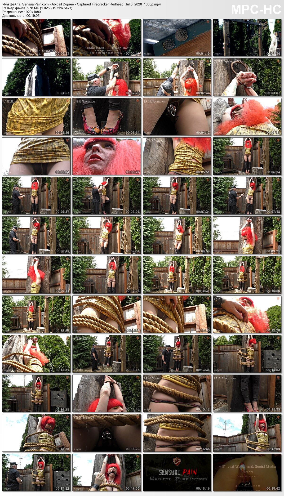 [978 MB] [SensualPain.com] Abigail Dupree - Pelirroja petardo capturada (07.05.2020 g) [2020 g, BDSM, Bondage, Azotes, Mordaza con aro, Al aire libre, SiteRip, 1080p]